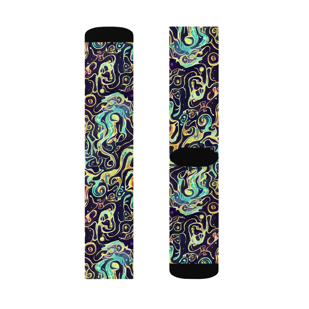 Nightwave Maze on Socks — Right Sock