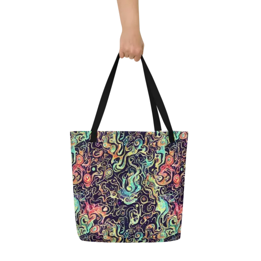 Nightwave Maze on a Large Tote Bag W/ Pocket