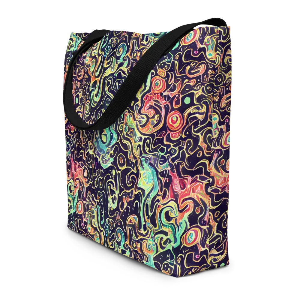 Nightwave Maze on Large Tote Bag W/ Pocket — Front