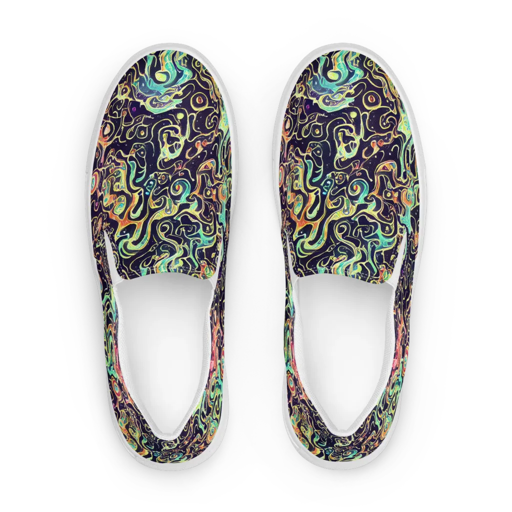 Nightwave Maze on Women's Slip-On Canvas Shoes — Front