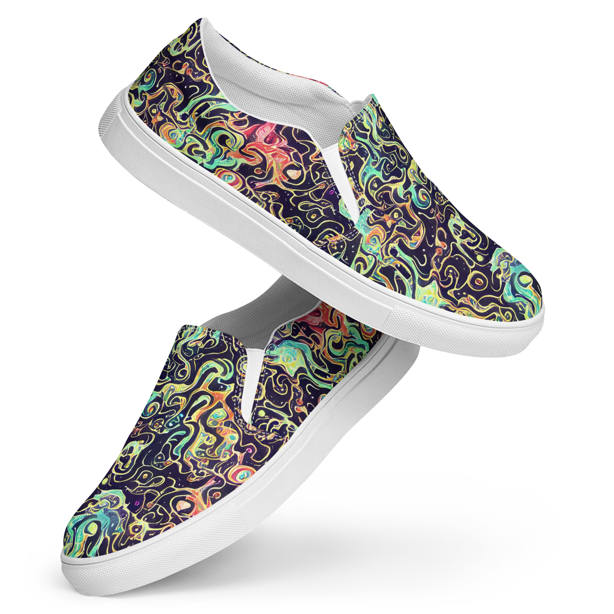 Nightwave Maze on Women's Slip-On Canvas Shoes — Front