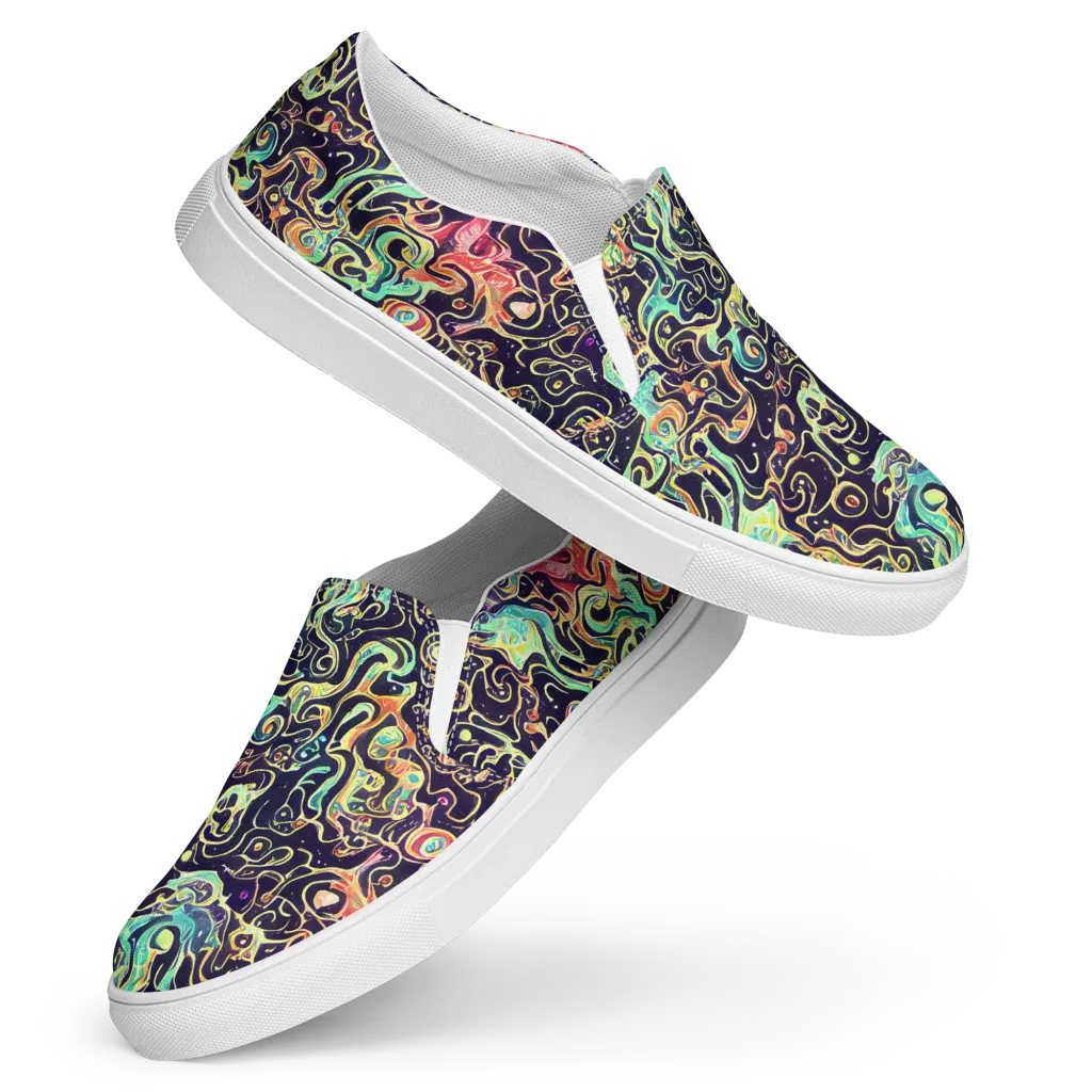 Nightwave Maze on Women's Slip-On Canvas Shoes — Front