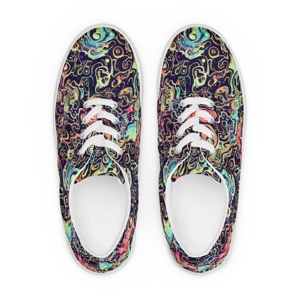 Nightwave Maze on Men's Lace-Up Canvas Shoes — Front