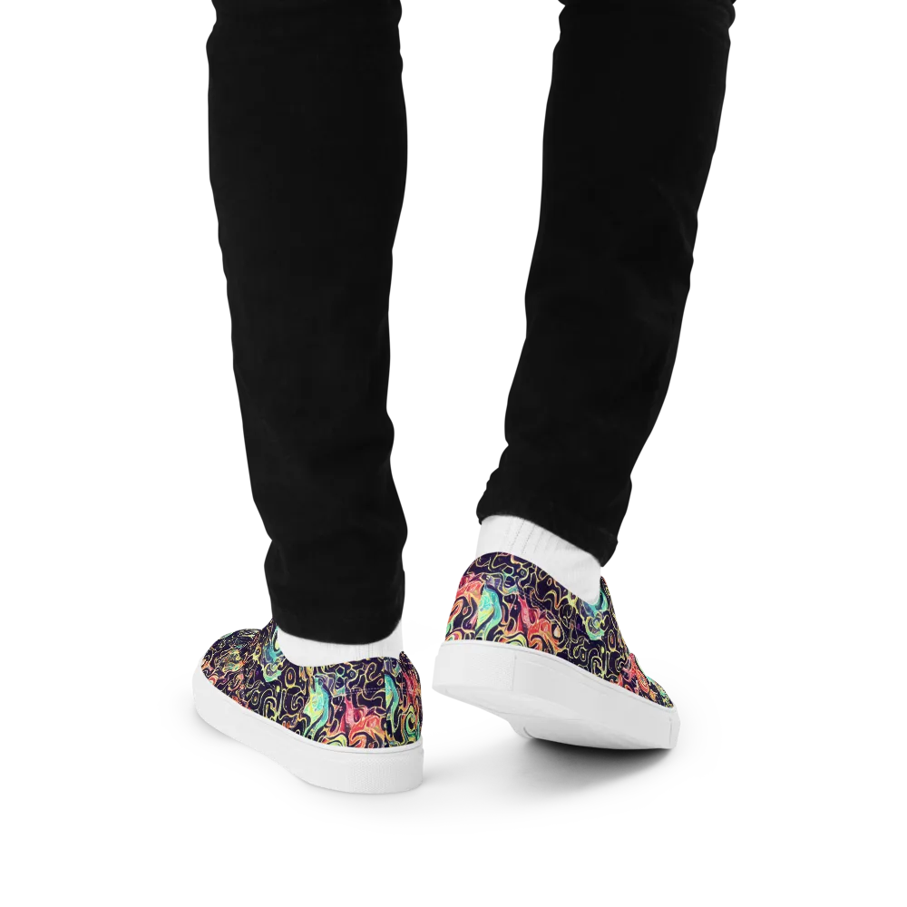 Nightwave Maze on Men's Lace-Up Canvas Shoes — Back