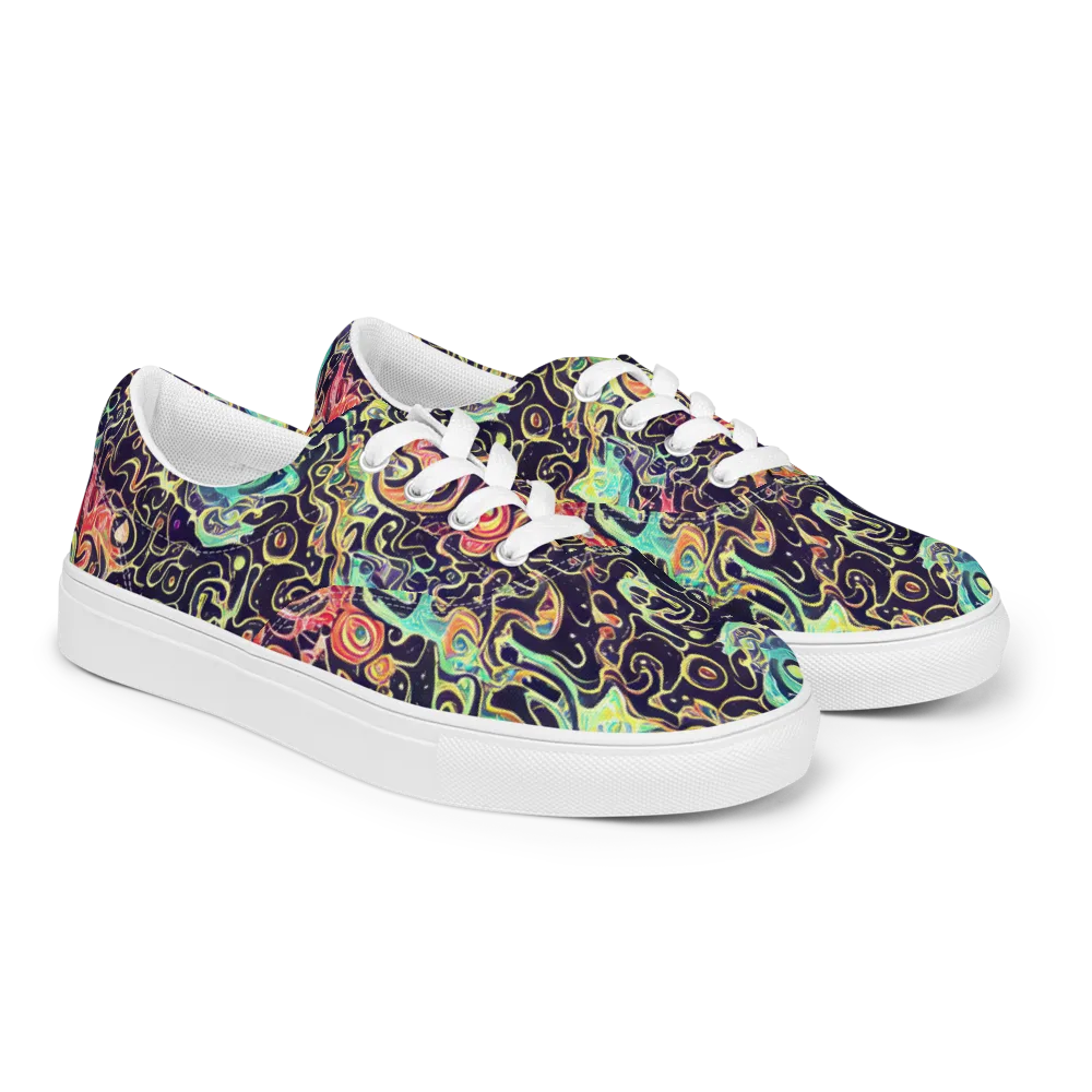Nightwave Maze on Men's Lace-Up Canvas Shoes — Right Front