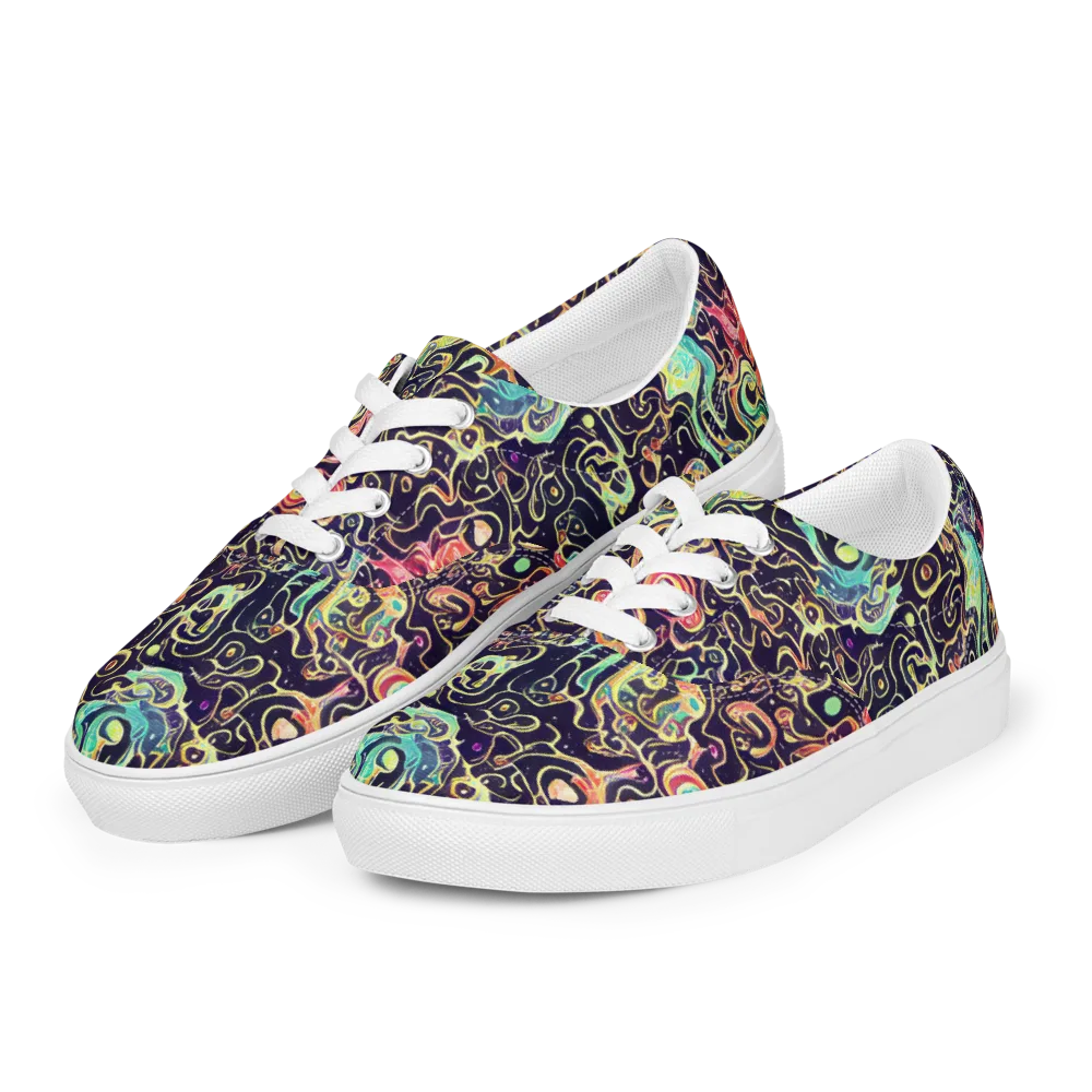Nightwave Maze on Men's Lace-Up Canvas Shoes — Left Front