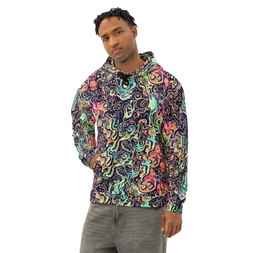 Nightwave Maze on Cotton Hoodie — Left Front