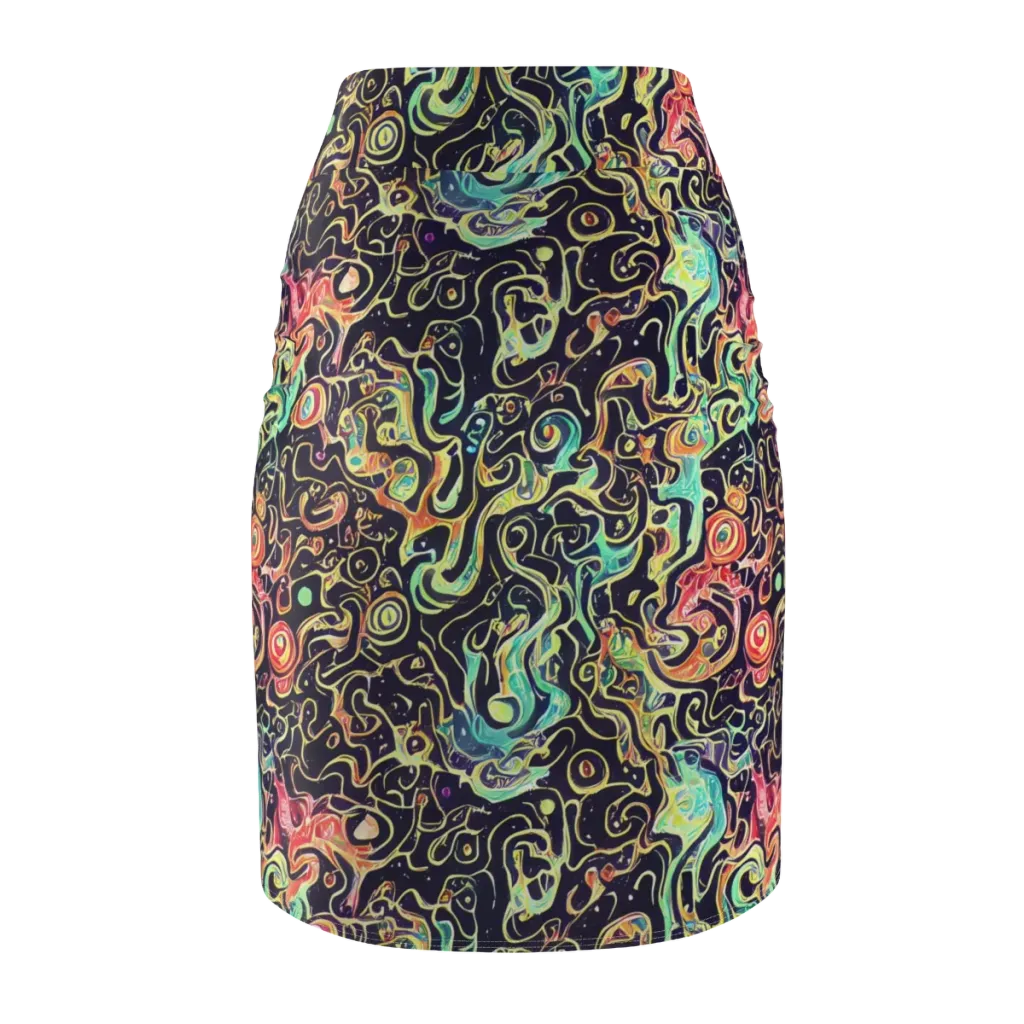 Nightwave Maze on Pencil Skirt — Back