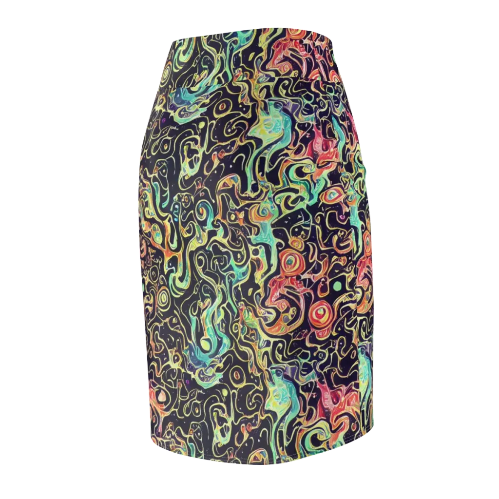 Nightwave Maze on Pencil Skirt — Back Side