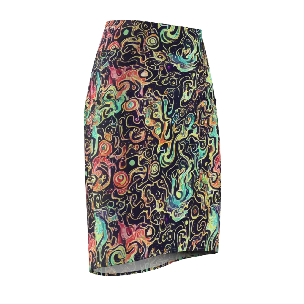 Nightwave Maze on Pencil Skirt — Front Side