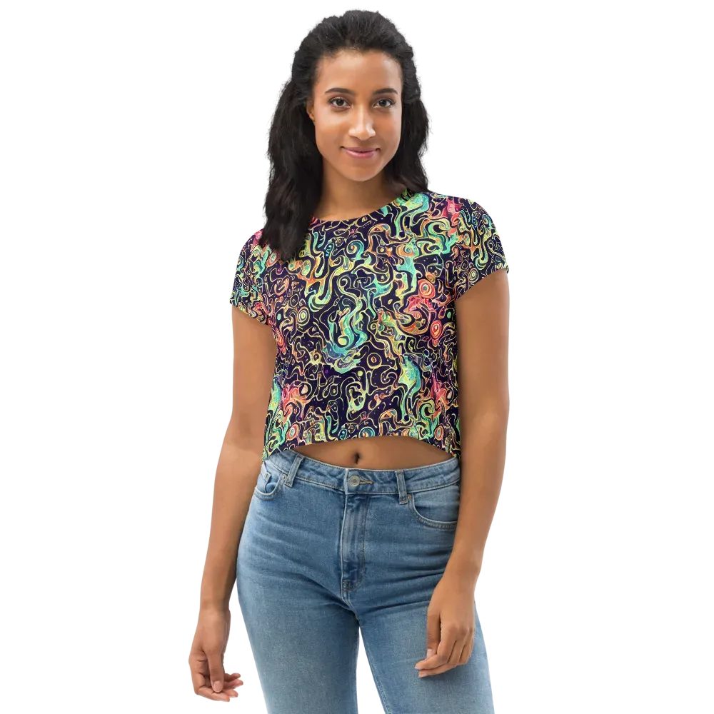 Nightwave Maze on Crop Tee — Front