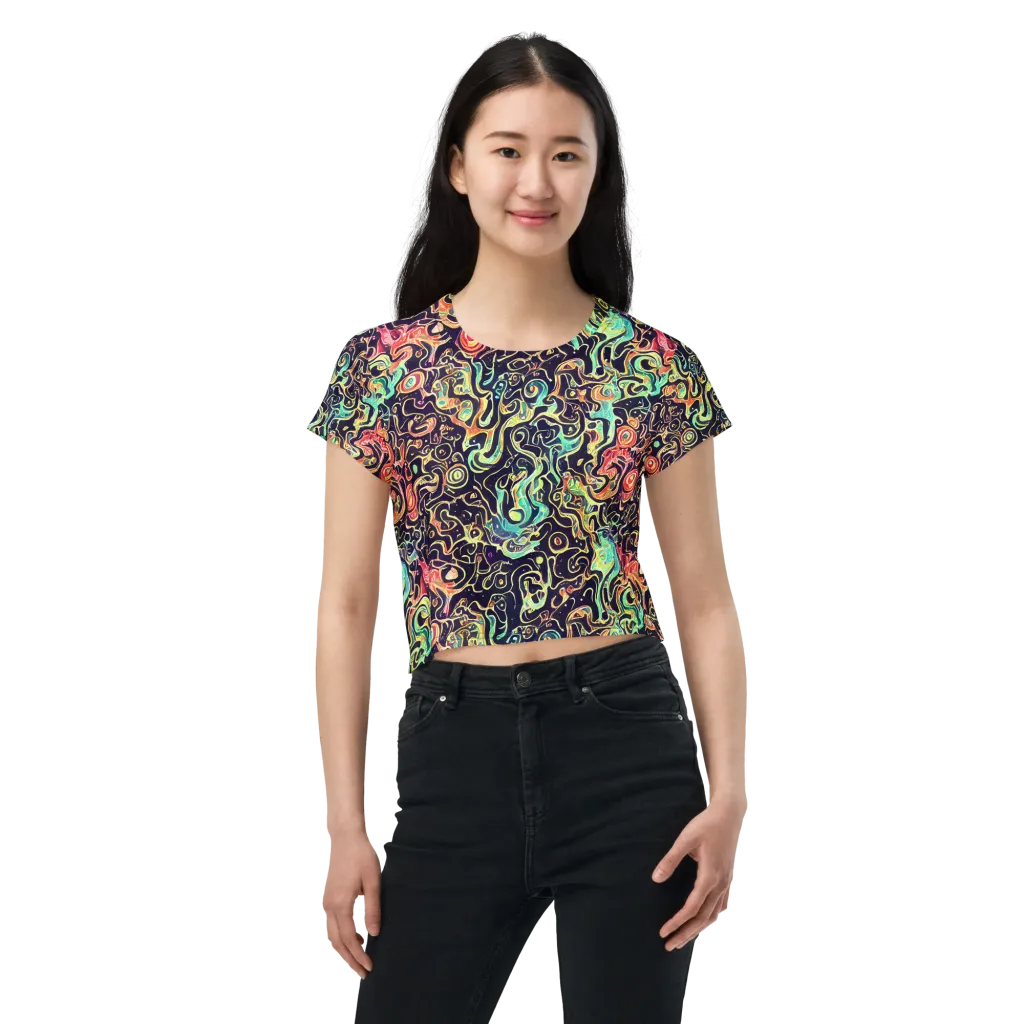 Nightwave Maze on Crop Tee — Front