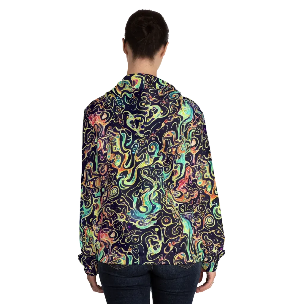 Nightwave Maze on Women's Full-Zip Hoodie — Back On Person