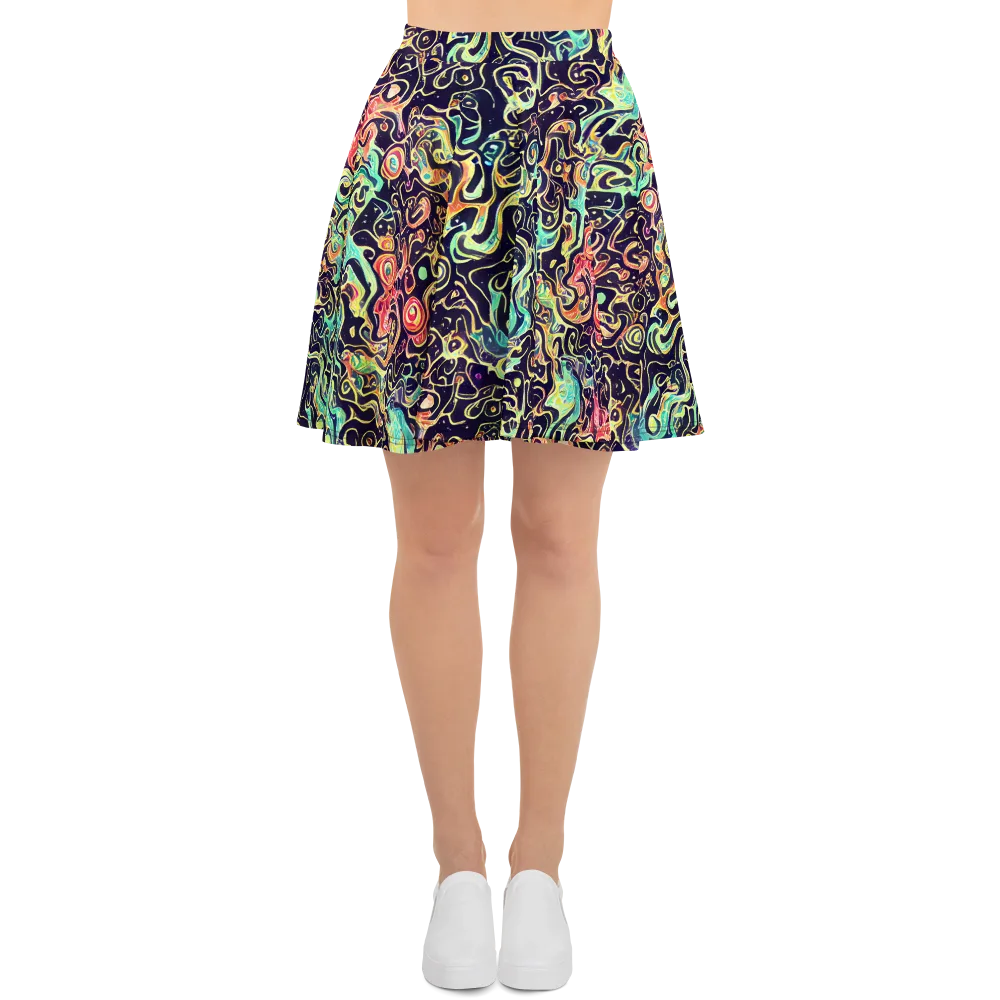 Nightwave Maze on Skater Skirt — Front