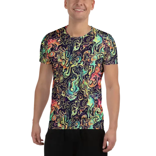 Nightwave Maze on a Men's Athletic T-Shirt