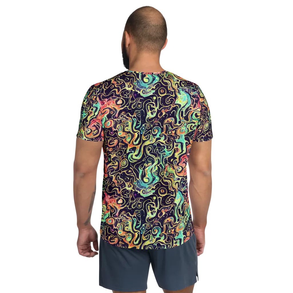 Nightwave Maze on Men's Athletic T-Shirt — Back