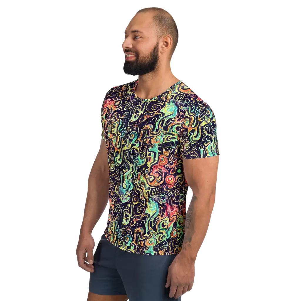 Nightwave Maze on Men's Athletic T-Shirt — Left