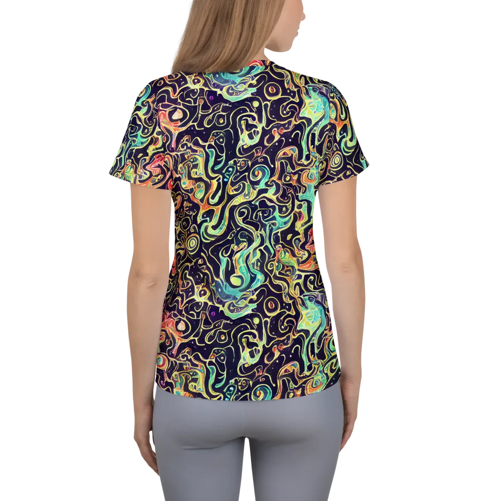 Nightwave Maze on Women's Athletic T-Shirt — Back