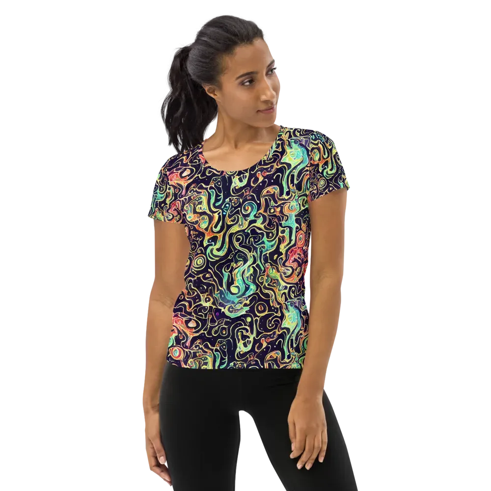 Nightwave Maze on Women's Athletic T-Shirt — Front