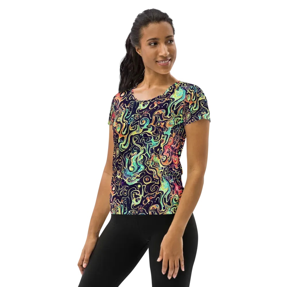 Nightwave Maze on Women's Athletic T-Shirt — Left