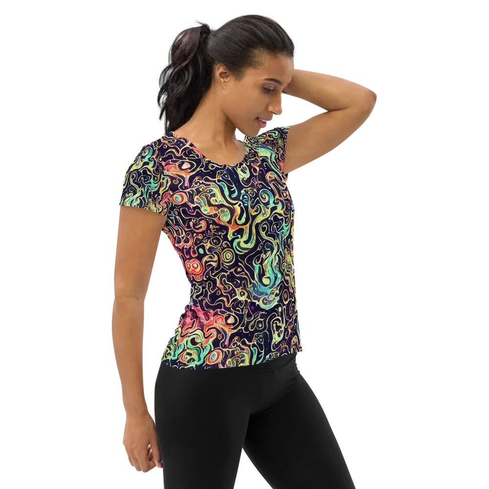 Nightwave Maze on Women's Athletic T-Shirt — Right