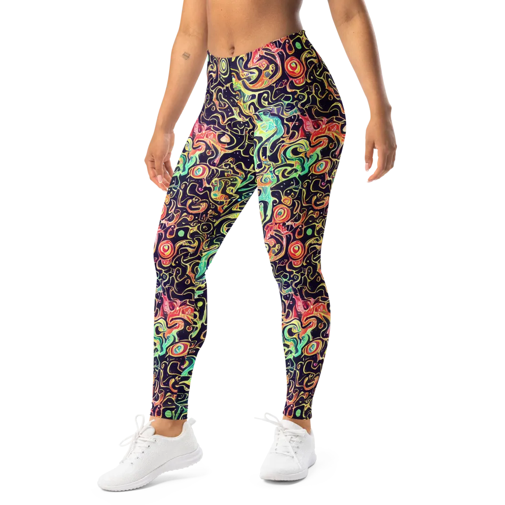 Nightwave Maze on Leggings — Left Front