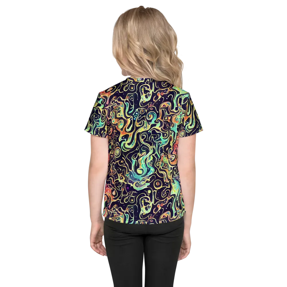 Nightwave Maze on Kids Crew Neck T-Shirt — Back