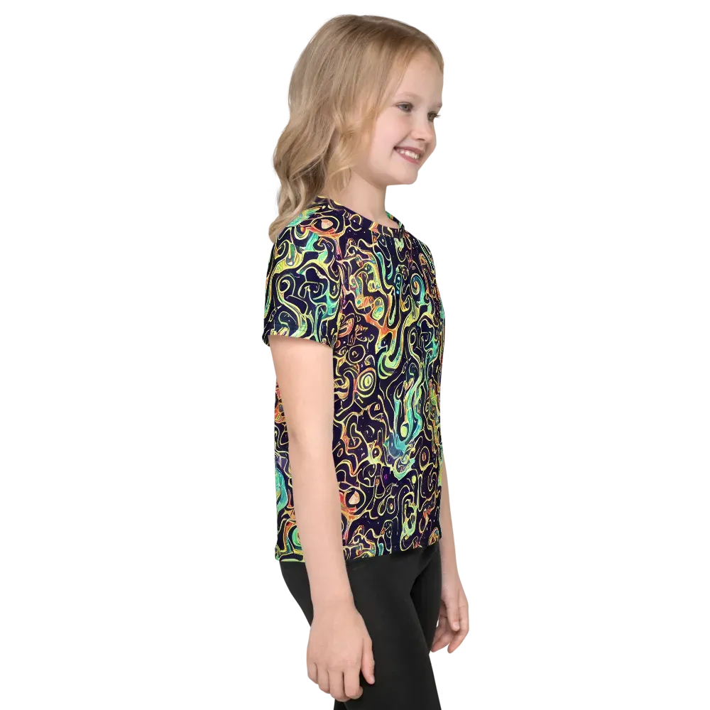 Nightwave Maze on Kids Crew Neck T-Shirt — Right