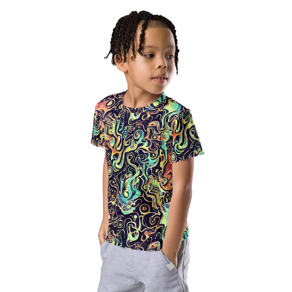 Nightwave Maze on Kids Crew Neck T-Shirt — Left Front