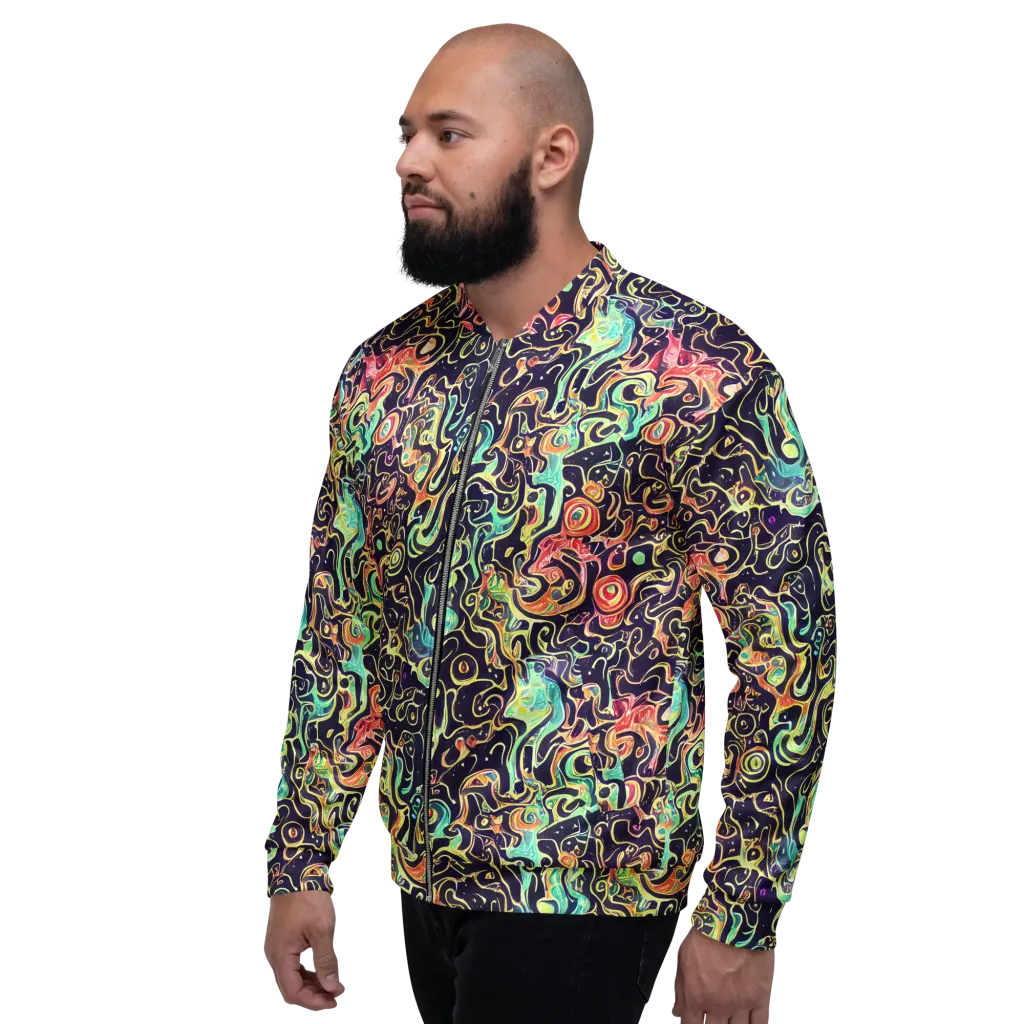 Nightwave Maze on Bomber Jacket — Left