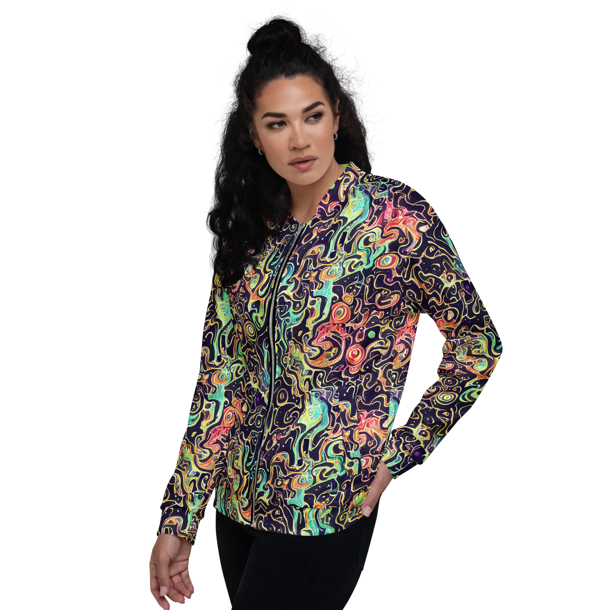 Nightwave Maze on Bomber Jacket — Left