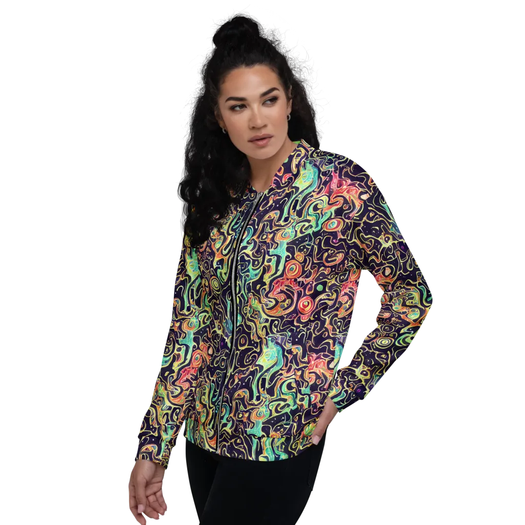 Nightwave Maze on Bomber Jacket — Left