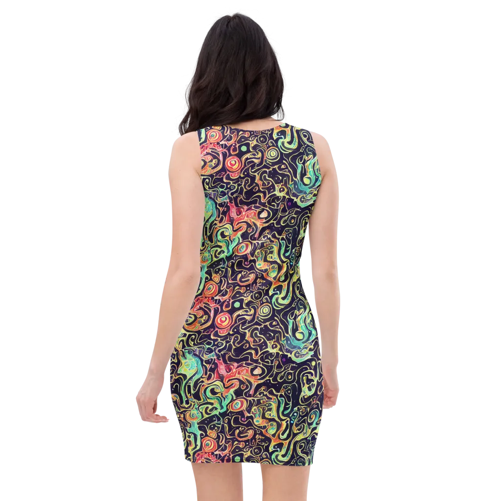 Nightwave Maze on Bodycon Dress — Back