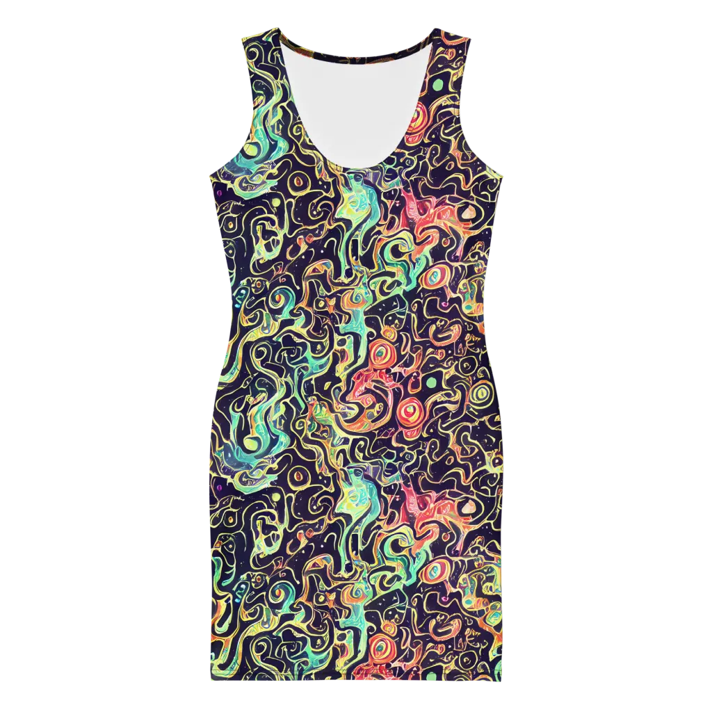 Nightwave Maze on Bodycon Dress — Front