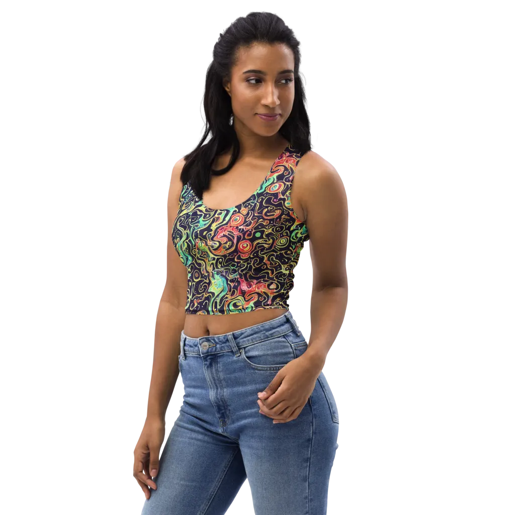 Nightwave Maze on Crop Top — Left Front