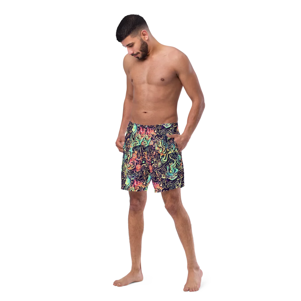 Nightwave Maze on Swim Trunks — Left Front