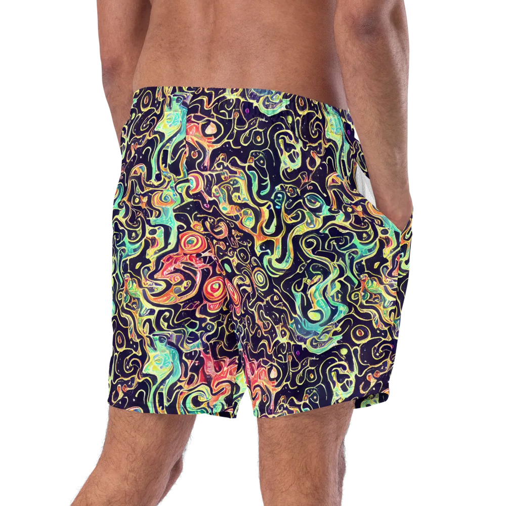 Nightwave Maze on Swim Trunks — Right Back