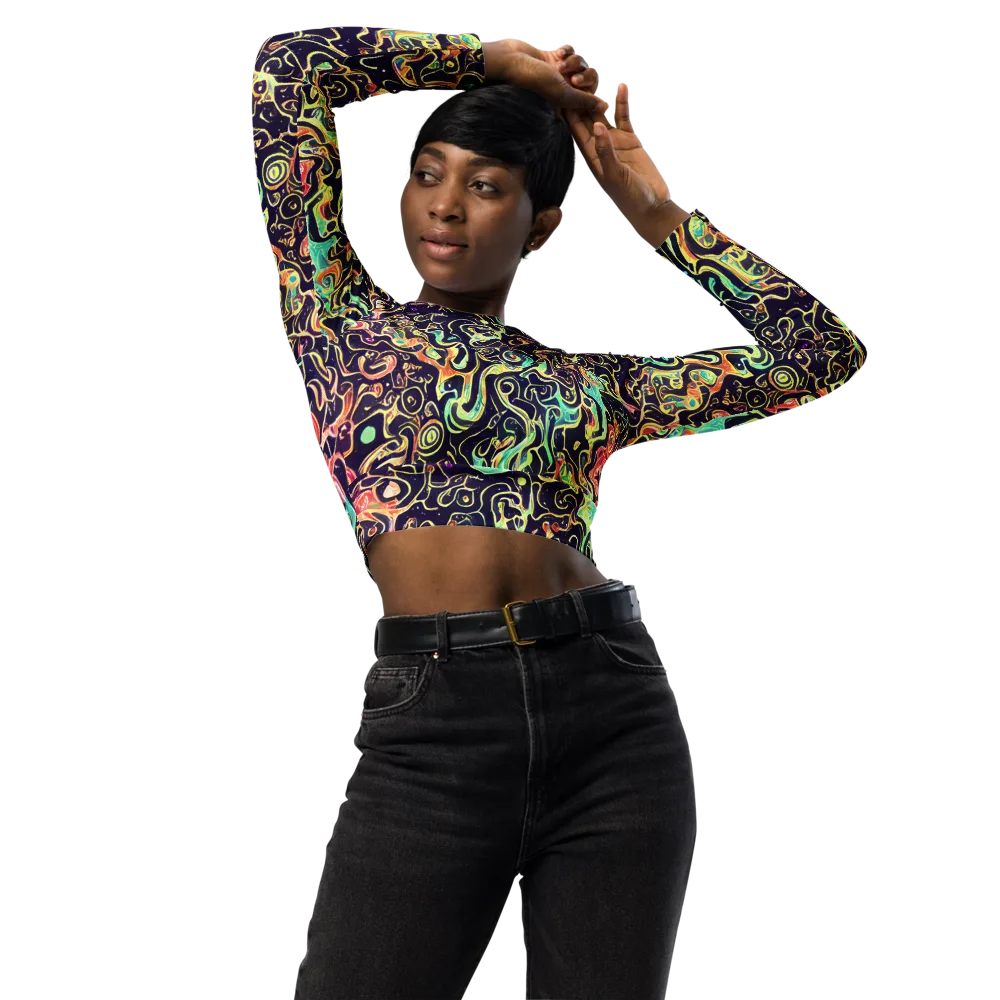 Nightwave Maze on Long Sleeve Crop Top — Front
