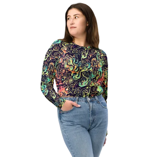 Nightwave Maze on a Long Sleeve Crop Top