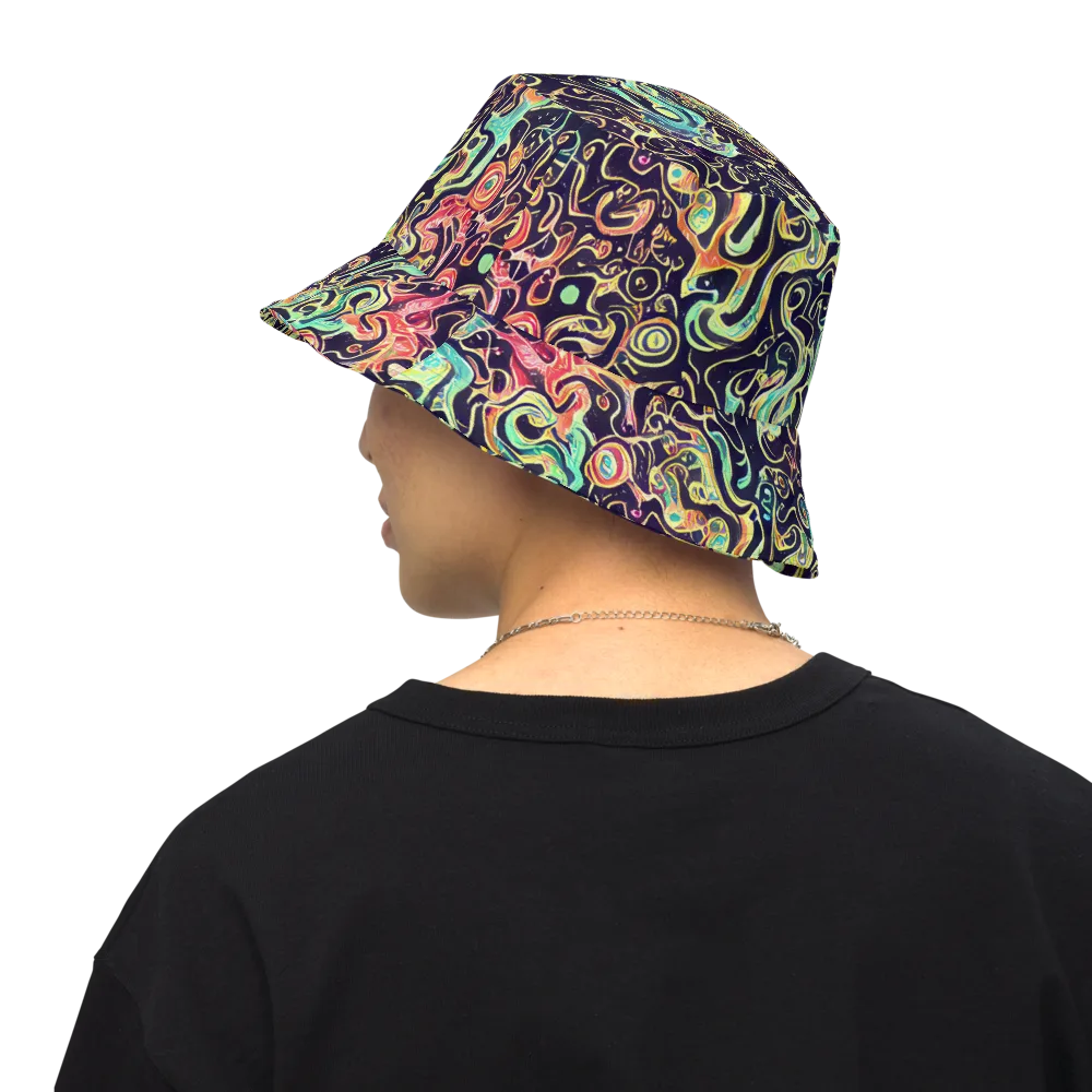 Nightwave Maze on Reversible Bucket Hat — Back Inside