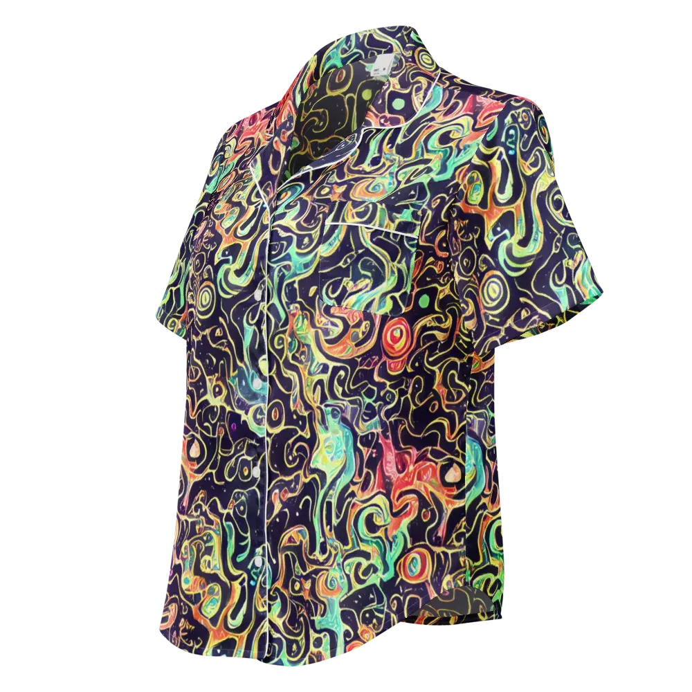 Nightwave Maze on Women's Short Sleeve Pajama Top — Left Front