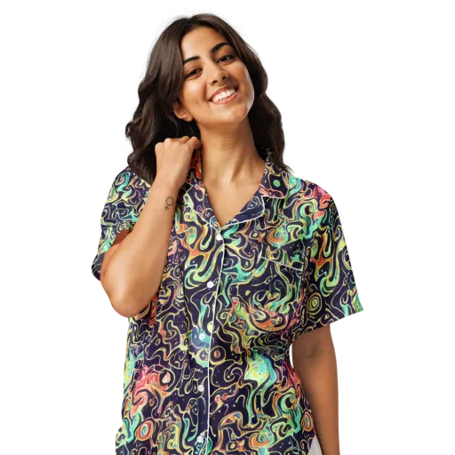 Nightwave Maze on a Women's Short Sleeve Pajama Top