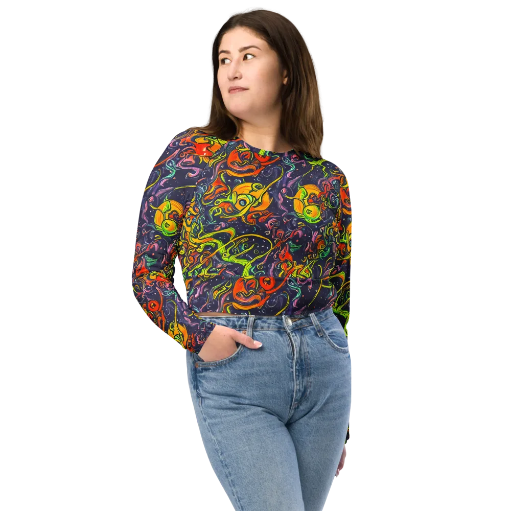 Starlit Medley on Long Sleeve Crop Top — Front
