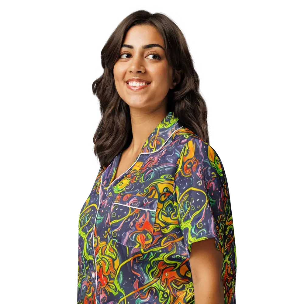 Starlit Medley on Women's Short Sleeve Pajama Top — Left Front