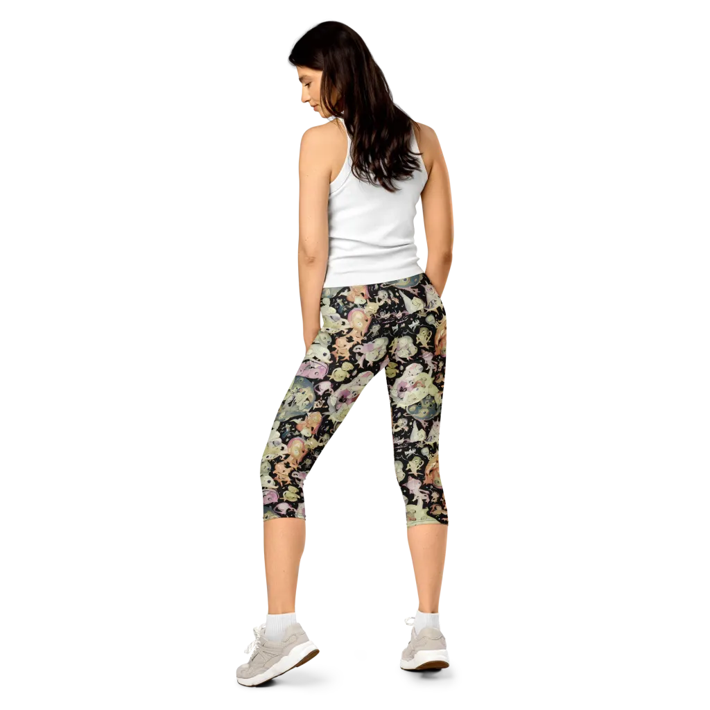 Dream Frog Parade on Capri Leggings — Back