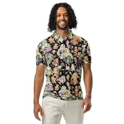 Dream Frog Parade on a Men's Slim Fit Polo Shirt
