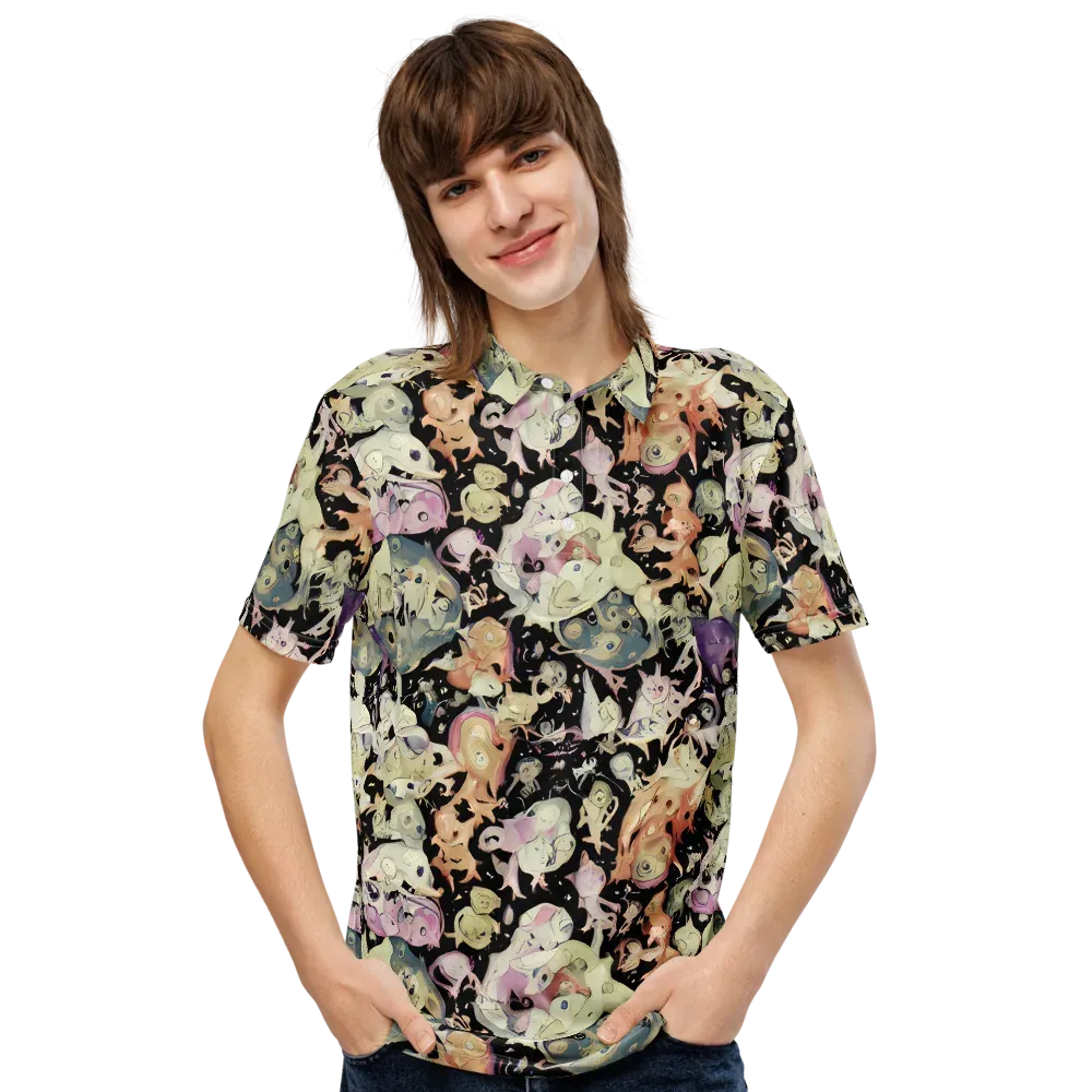 Dream Frog Parade on Men's Slim Fit Polo Shirt — Front