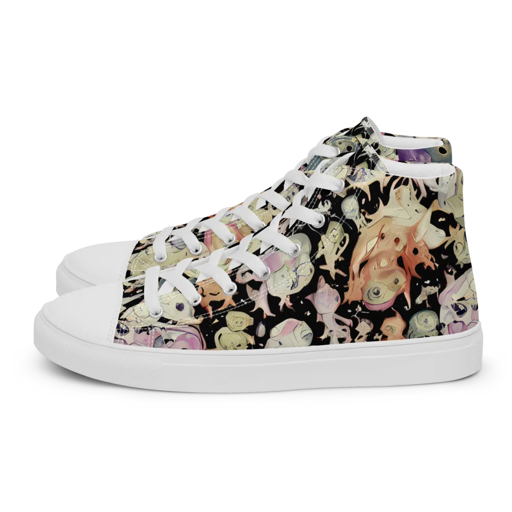 Dream Frog Parade on Men's High Top Canvas Shoes — Left