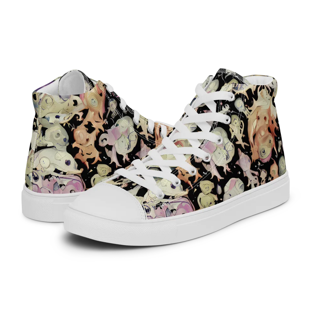 Dream Frog Parade on Men's High Top Canvas Shoes — Left