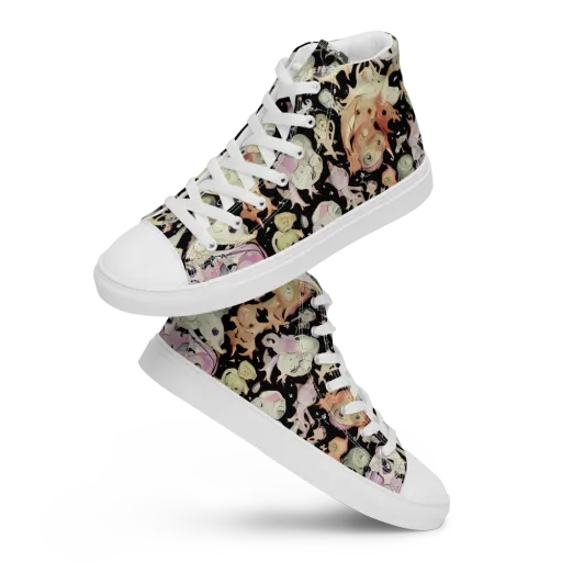 Dream Frog Parade on a Men's High Top Canvas Shoes